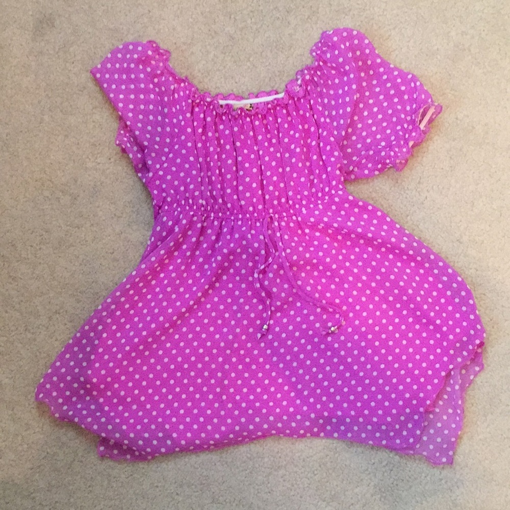 Girls Purple Polka-Dot Blouse